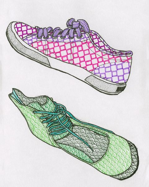 Purple, Pink and Green  Sneakers