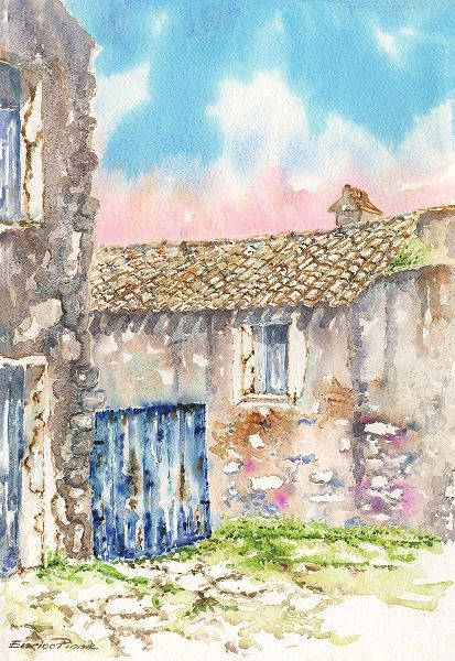 Village-gate-sardinia-watercolor
