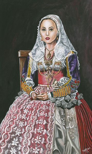 Young woman wearing traditional sardinian costume