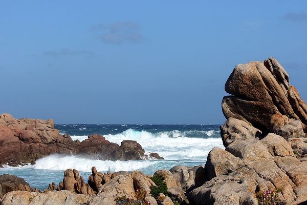 Jagged rocks and blue sea in sardinia Island