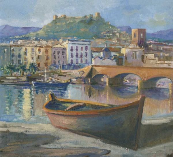 Boat on the river of Bosa sardinia