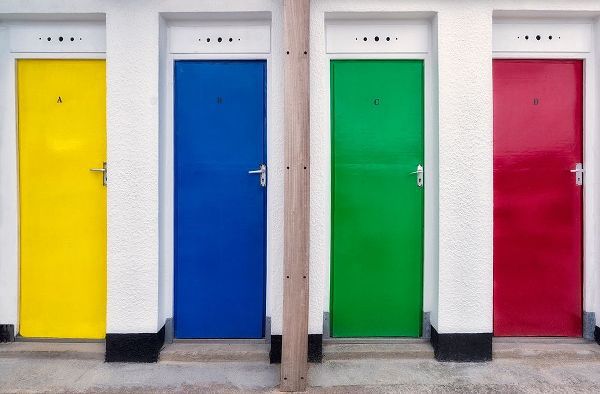 Colorful doors in St Ives. Cornwall, England.