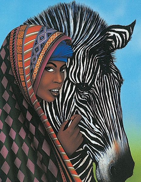 Woman and Zebra
