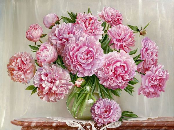 Peonies on a marble table