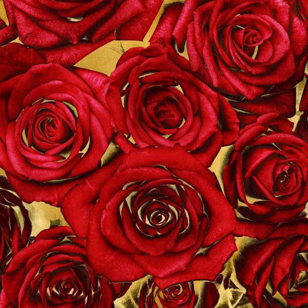 Roses - Red on Gold