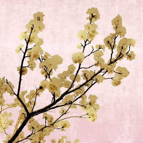 Gold Blossoms on Pink II