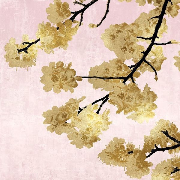 Gold Blossoms on Pink IV