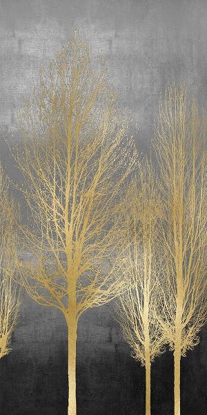 Gold Trees on Gray Panel II