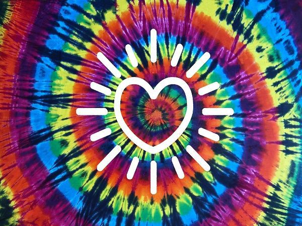 Tie Dye Rainbow Radiant Heart