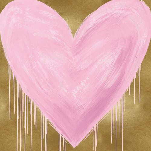 Big Hearted Pink on Gold