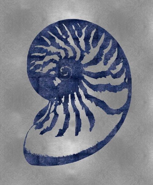 Sea Life - Blue on Silver III