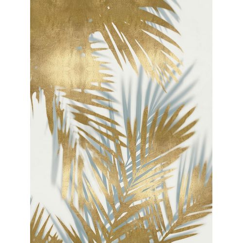 Palm Shadows Aqua on Gold II