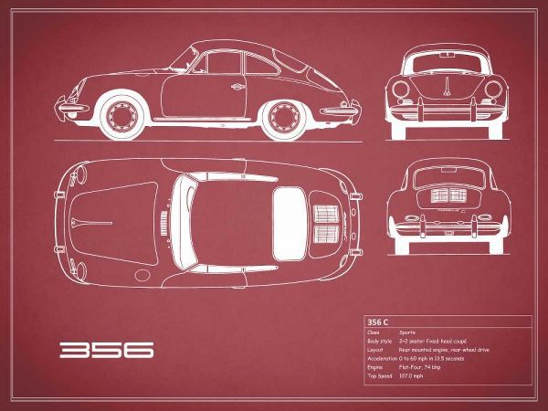 Porsche 356C-Maroon