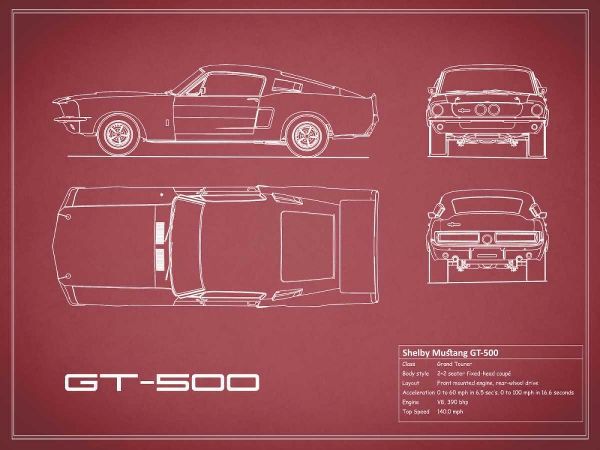 Shelby Mustang GT500-Maroon