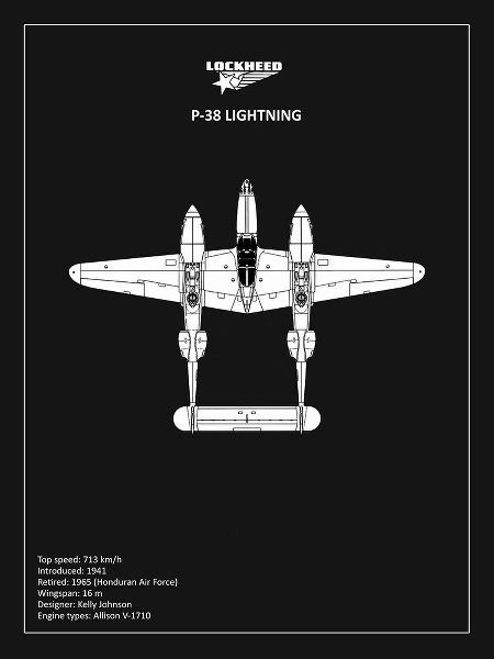 BP Lockheed P38 Lightning Black