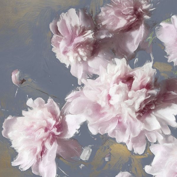 Peonies on Gray and Gold II