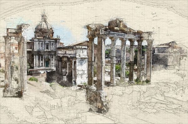 Italian Ruins Architectural Sketch