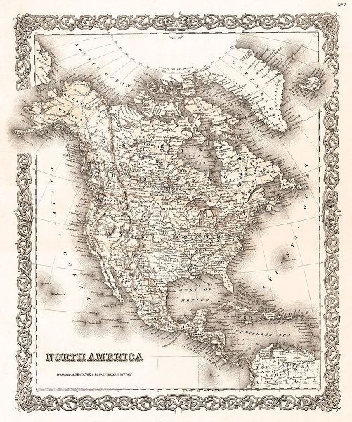 1855 Colton Vintage Map of North America