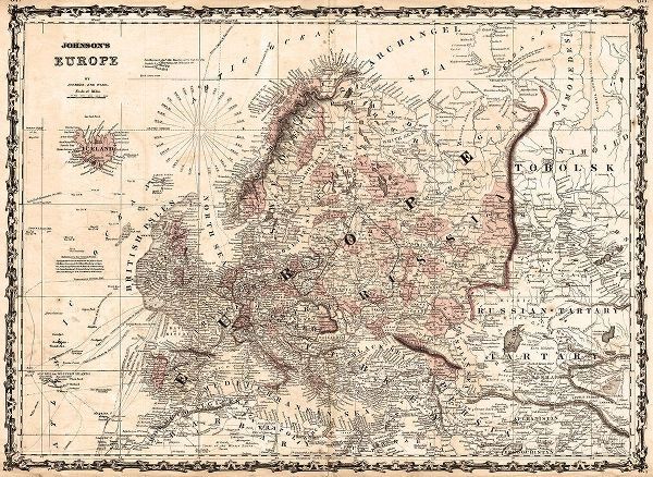 1862 Johnson Vintage Map of Europe