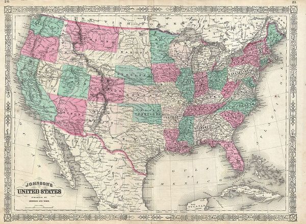 1866 Johnson Map of the United States