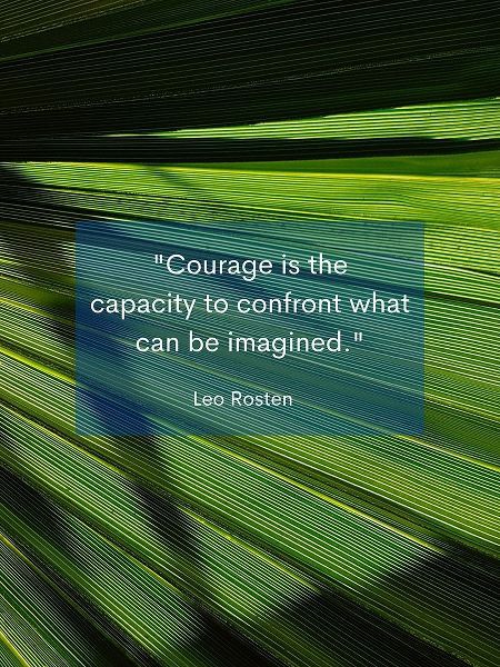 Leo Rosten Quote: Courage is the Capacity