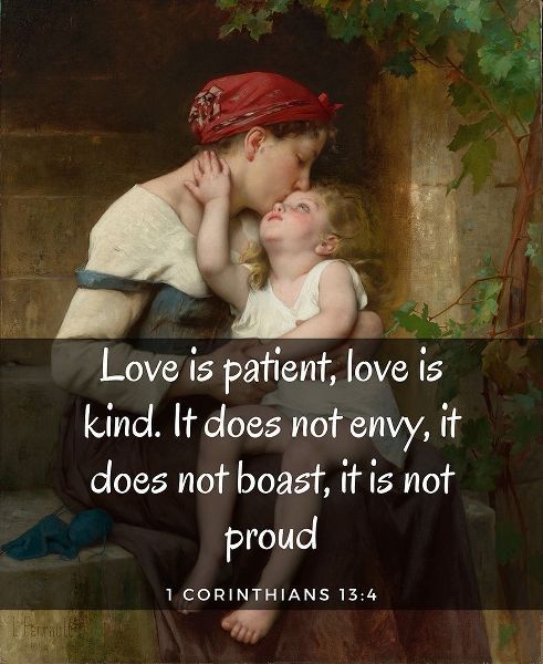Bible Verse Quote 1 Corinthians 13:4, Leon Brazile Perrault, Mother with Child