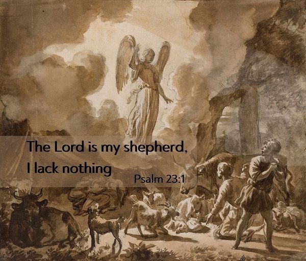 Bible Verse Quote Psalm 23:1, Adriaen van de Velde, The Angel Appearing to the Shepherds