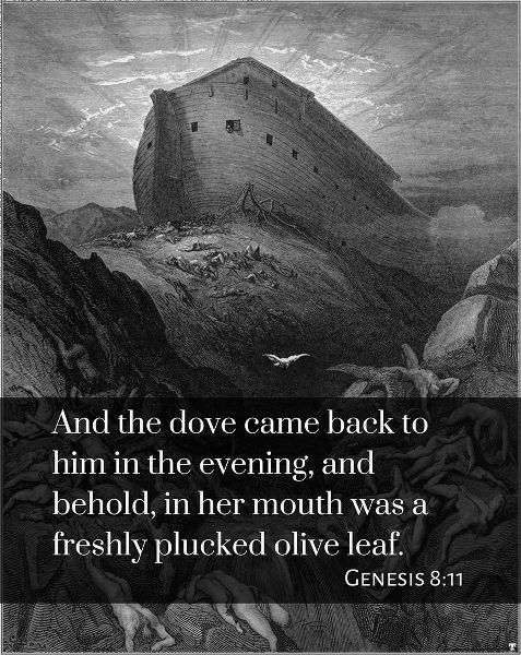 Bible Verse Quote Genesis 8:11, Gustave Dore - The Dove sent forth from the Ark