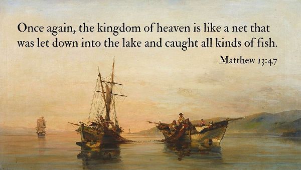Bible Verse Quote Matthew 13:47, Konstantinos Volanakis - On Calm Waters