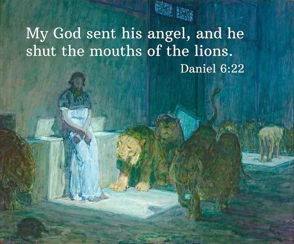 Bible Verse Quote Daniel 6:22, Henry Ossawa Tanner - Daniel in the Lions Den