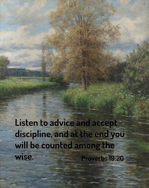 Bible Verse Quote Proverbs 19:20, Louis Aston Knight - At the Waters Edge