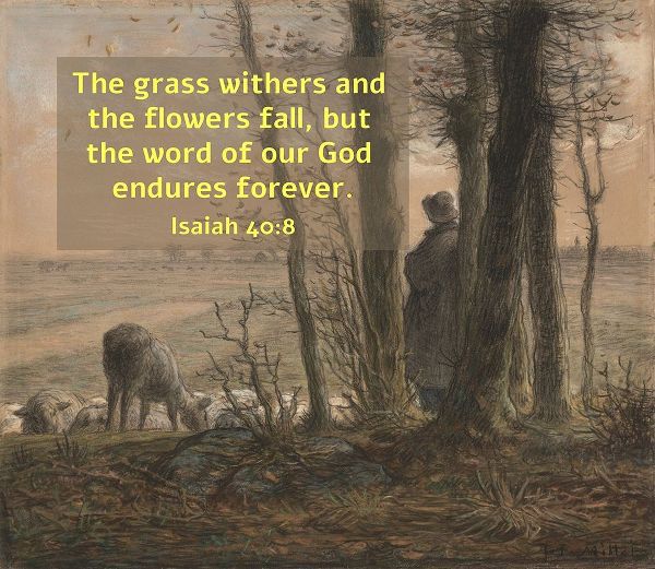 Bible Verse Quote Isaiah 40:8, Jean Francois Millet - Falling Leaves