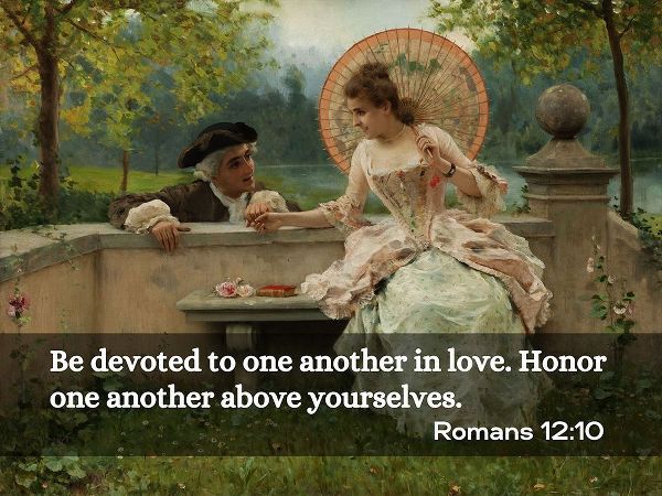 Bible Verse Quote Romans 12:10, Federico Andreotti - An in Love Conversation in Park