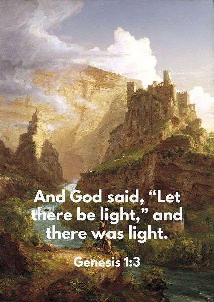 Bible Verse Quote Genesis 1:3, Thomas Cole - The Fountain of Vaucluse