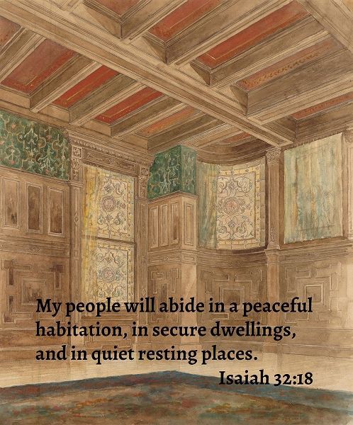 Bible Verse Quote Isaiah 32:18, Louis Comfort Tiffany - Design for an interior