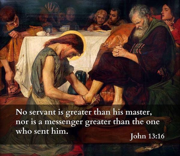 Bible Verse Quote John 13:16, Ford Madox Brown - Jesus Washes Peters Feet