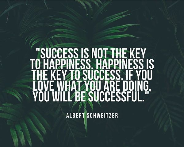 Albert Schweitzer Quote: Happiness is the Key to Success