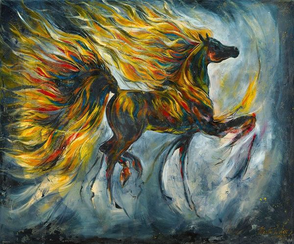 Horse On Fire Bright Colors