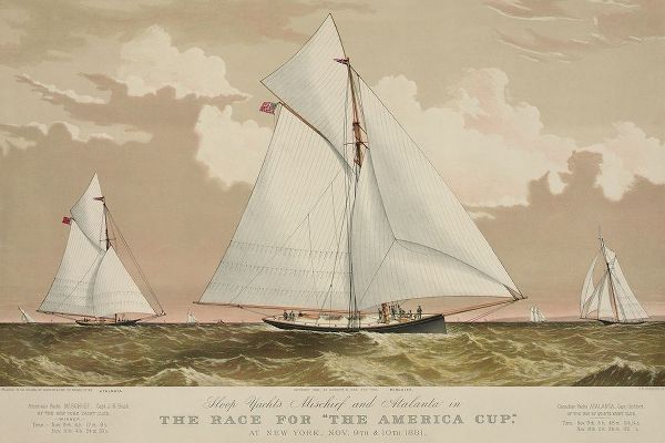 Unknown 아티스트의 Sloop yachts Mischief and Atalanta in the race for The America Cup, 1870 작품