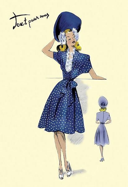 Summer Polka-Dot Dress and Hat, 1947