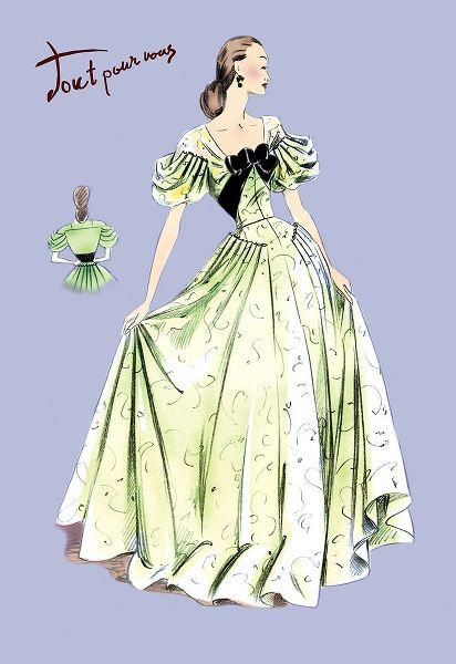 Pleated Lime Gown, 1947