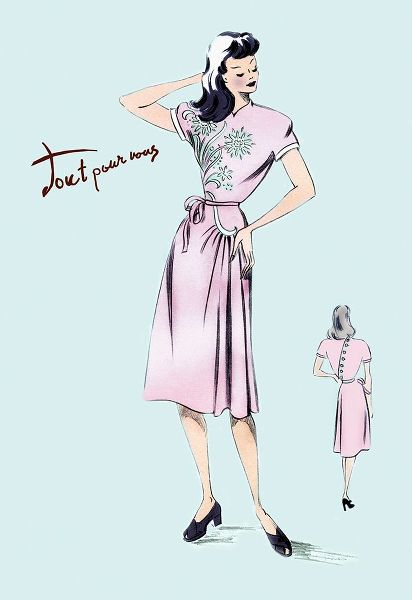 Summer Dress with Oriental Flair, 1947
