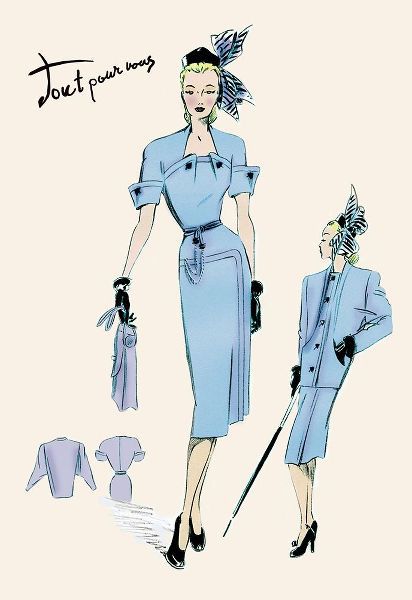 Light Blue Suit with Buttons, 1947