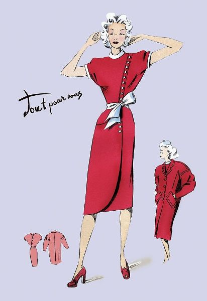 Red Dress with Matching Overcoat, 1947