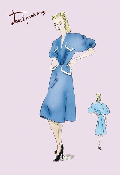 Casual Blue Dress, 1947