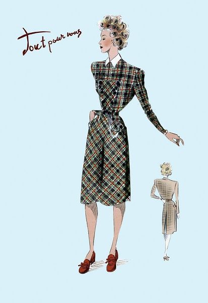 Casual Plaid Dress, 1947