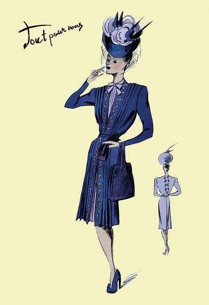 Pleated Dress with Hat and Vail, 1947