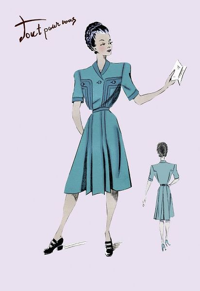 Casual Dress in Turquoise, 1947