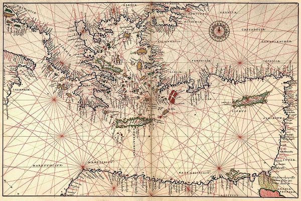 Portolan or Navigational Map of Greece, the Mediterranean and the Levant