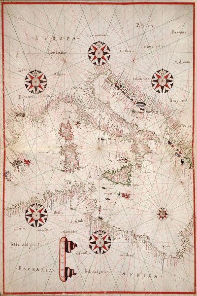 Portolan atlas of the Mediterranean Sea, western Europe, and the northwest coast of Africa - Central